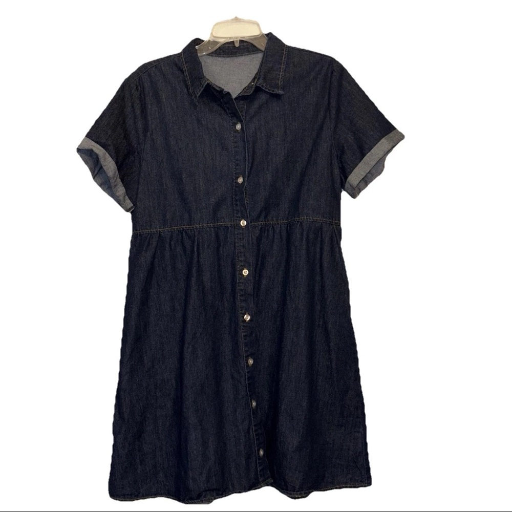 Denim Button-Up Mini Dress